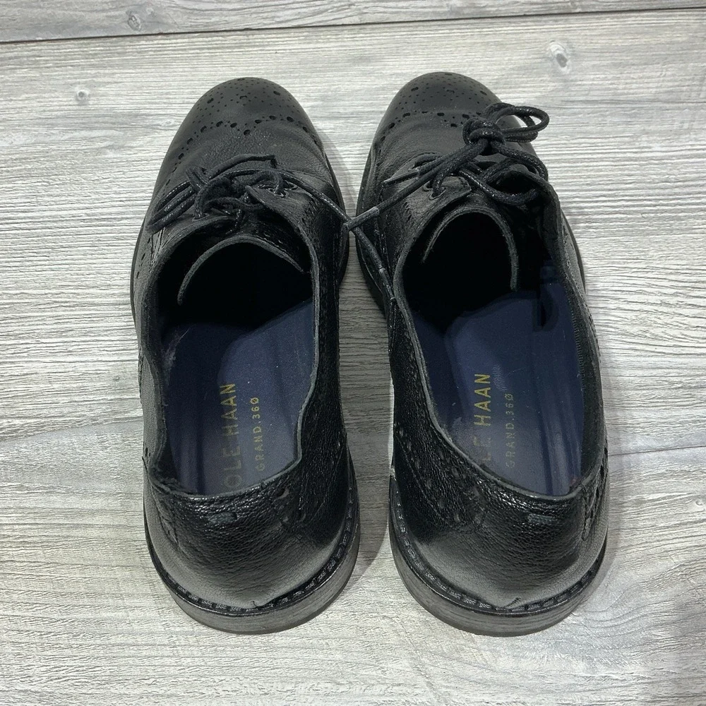 Cole Haan Grand 360 Feathercraft Wingtip Oxford Shoes Black C32144 Mens Size 8.5